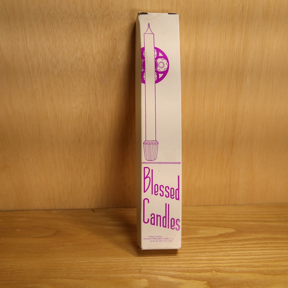 Vintage Emkay Candles Blessed Candles Set Muench-Kreuzer Taper Pair with Box